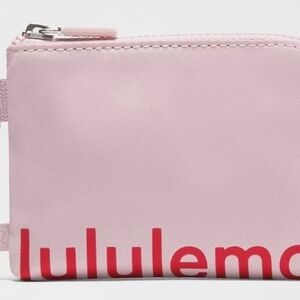 lululemon Light Pink / dark pink clipable card pouch. Lulu color PKHZ / DTRE